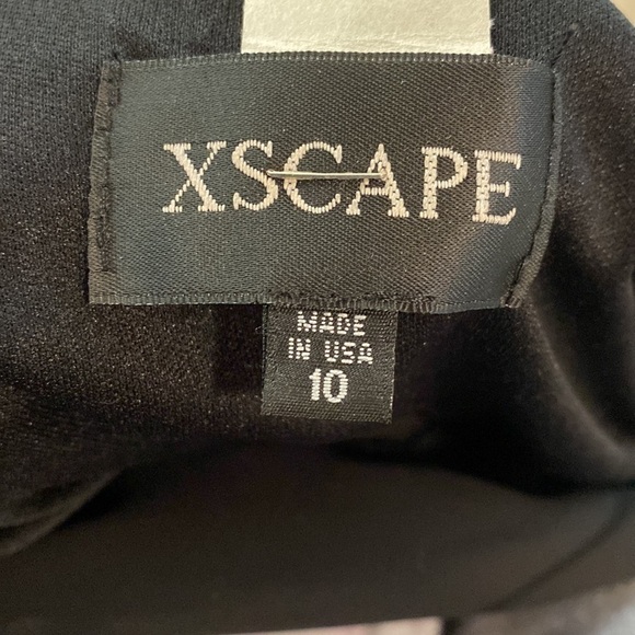 Xscape Black Dress with Fringe Cape Overlay Size 10 in EUC - Picture 5 of 6